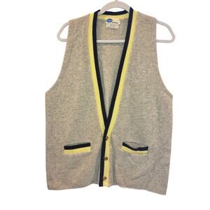 VTG Pilgrim 100% Virgin Australian Lambs Wool Vest Sports Beige Yellow 50s Sears